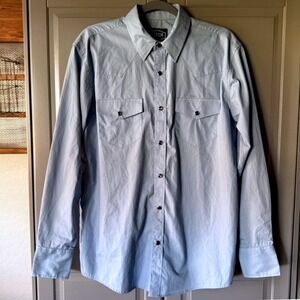 Gibson Trading Co Western Solid Pearl Snap‎ Long Sleeve Shirt, Light Blue, S